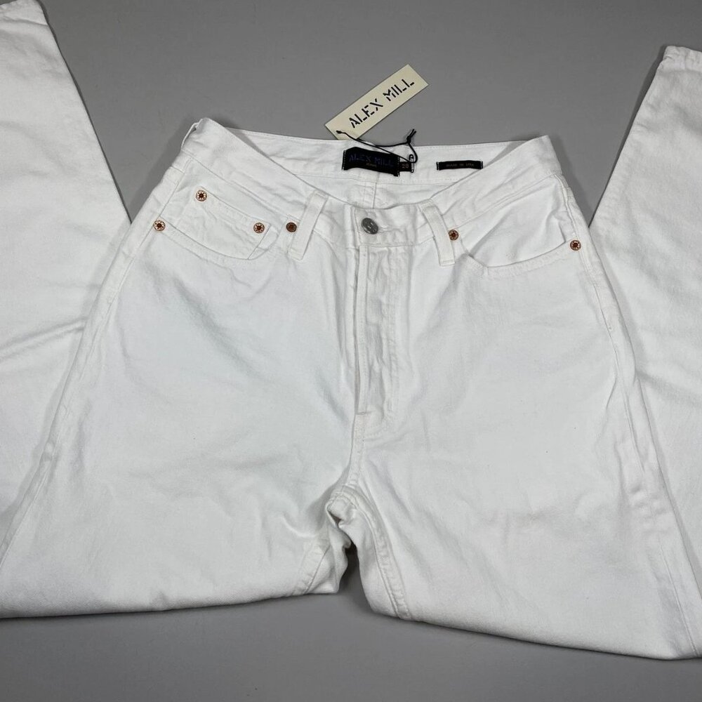 NEW ALEX MILL Women’s Jane Mid-Rise Straight-Leg Jeans – White – Size 28